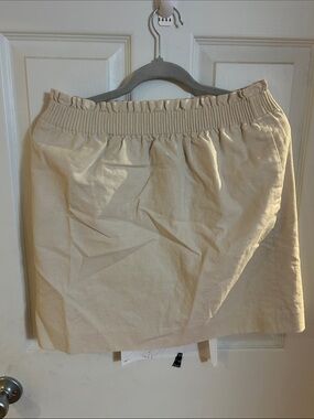 J Crew Cream Elastic Waist Mini Skirt